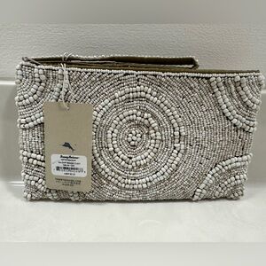 NWT Tommy Bahama white beaded wristlet
